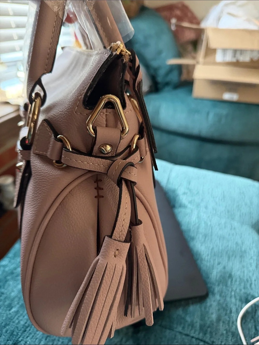Dooney & Bourke Mauve Sorrento 30 Satchel with Gold Hardware